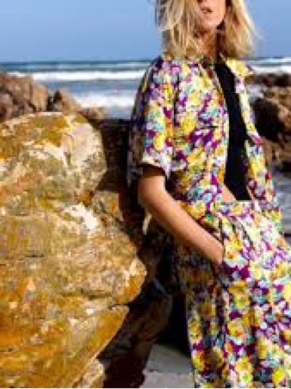 Zara women’s xs shirt & Bermuda shorts Floral Two-Piece Set in Yellow & Purple